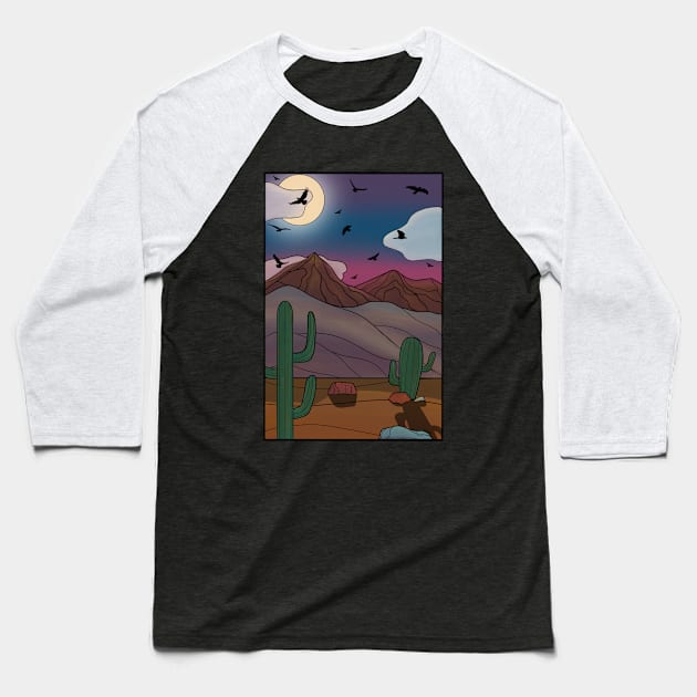 Desert Sunset Landscape Baseball T-Shirt by Trent Montgomery